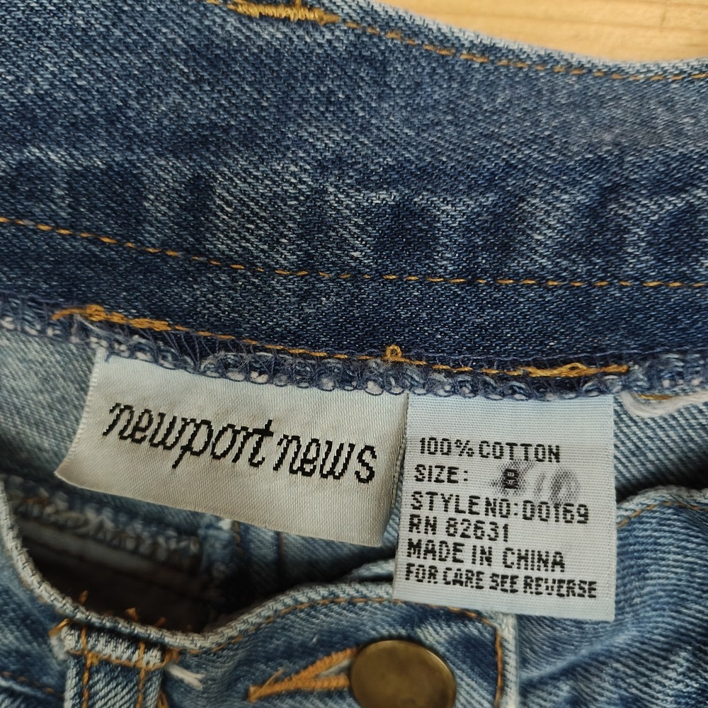 Vintage Newport News Embroidered Floral High Rise Taper Denim Mom Jean Stretch 8 - Picture 7 of 8
